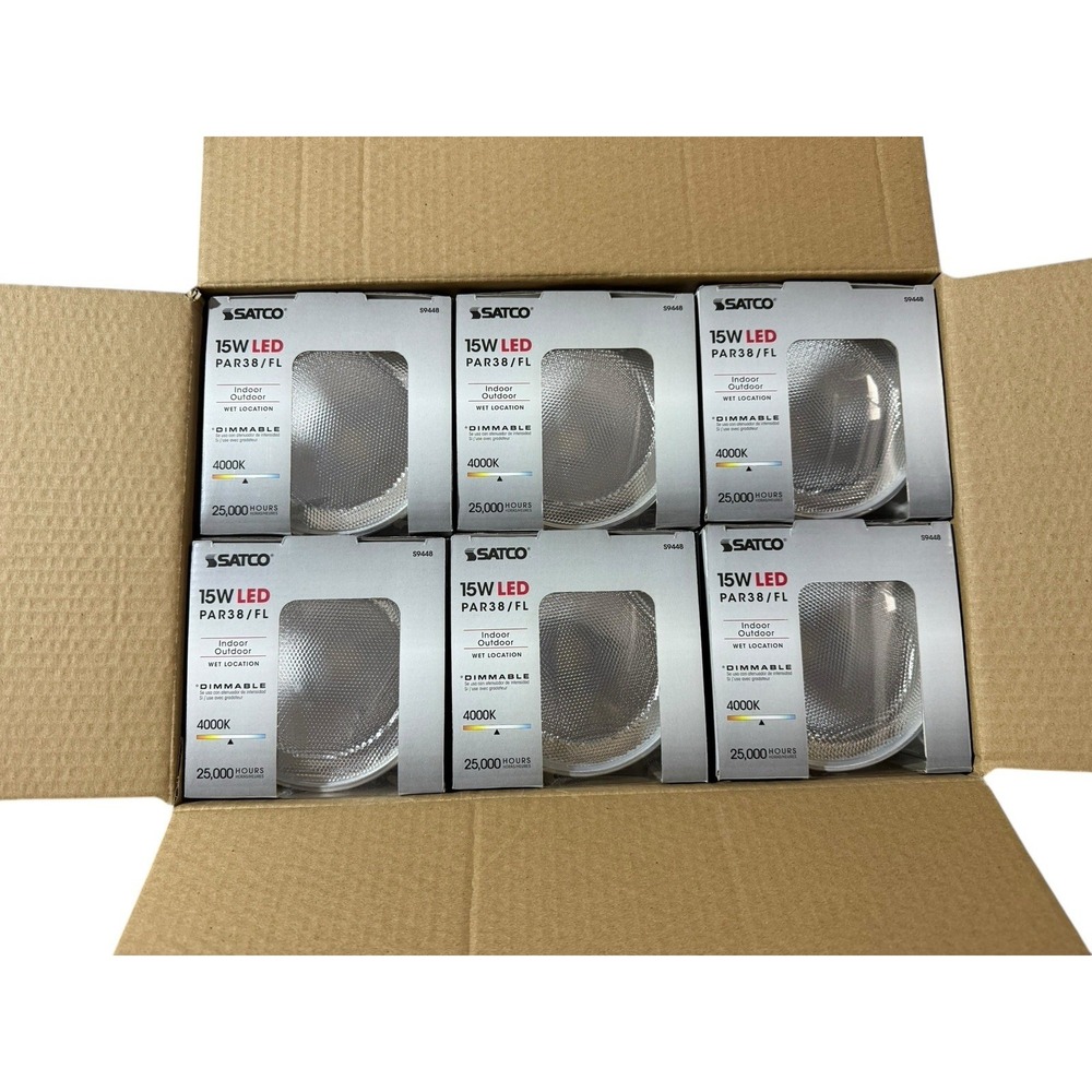 🇺🇸Satco S9448 15W LED PAR38 dimmable 90W -1200 Brightness Box Of (6)